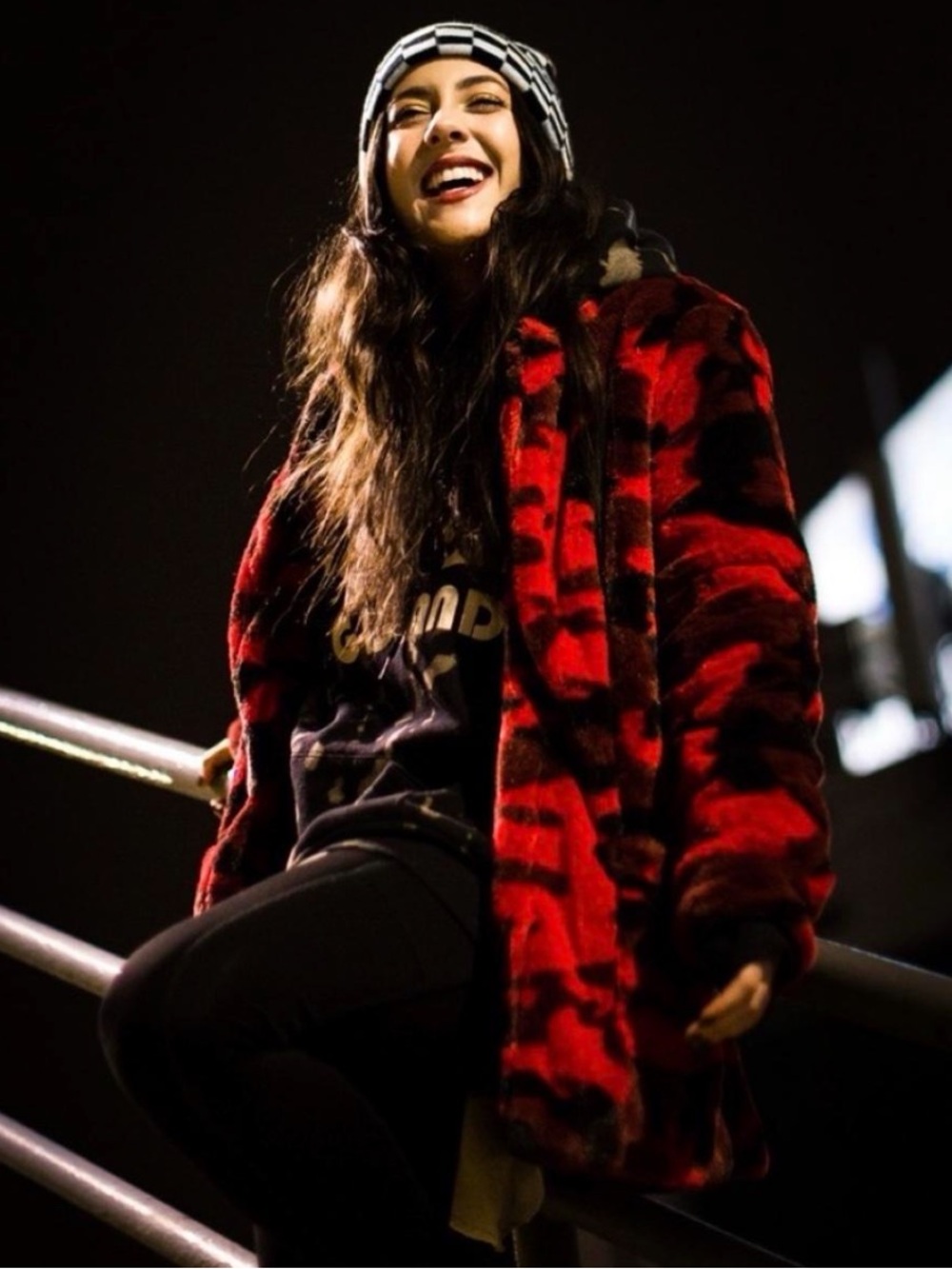 New with tags. Better Be red camo faux fur coat